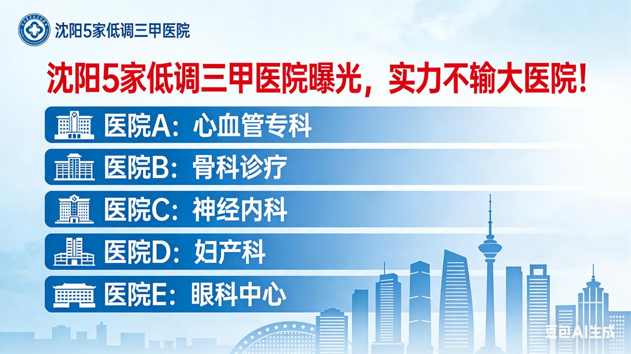 沈阳5家低调三甲医院曝光，实力不输大医院！沈阳“隐世”的5家三甲医院：低调
