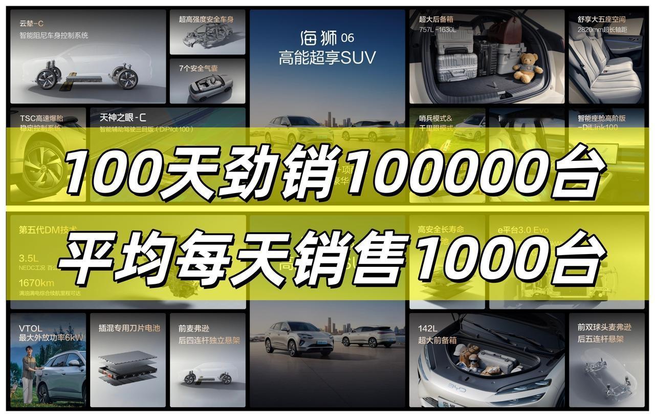 平均每天销售1000台，不到100天，已下线10万台海狮06！只能说大厂根本就没