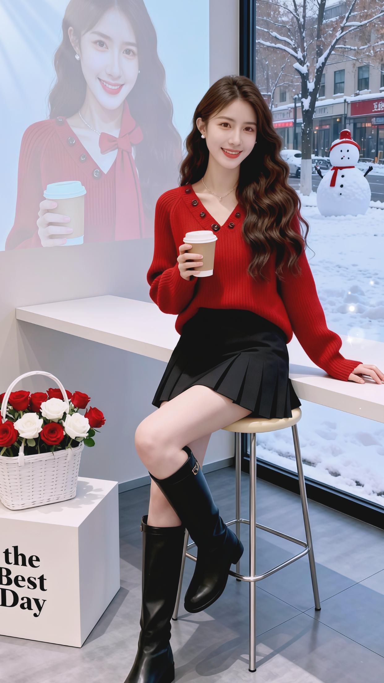 时尚套装两件套穿搭红色系显瘦穿搭