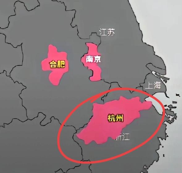原来杭州的地理面积这么大啊，约等于合肥加上南京的面积，达到16850平方公里，约