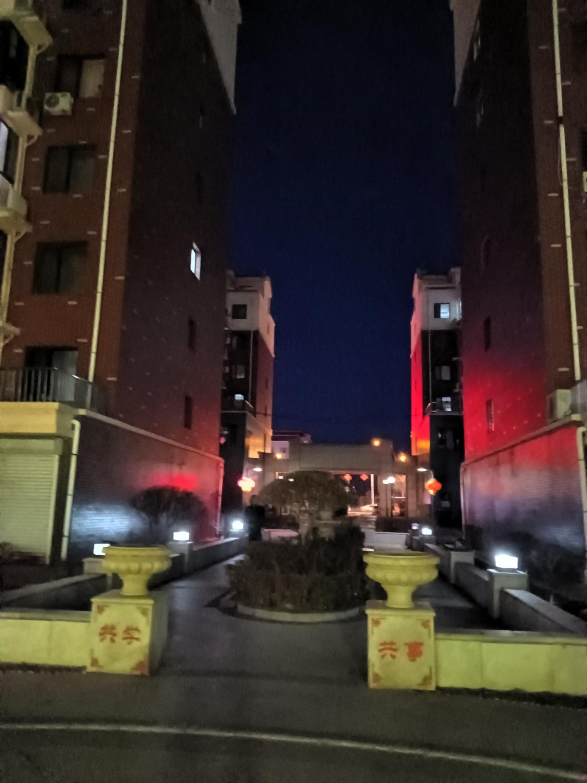 夜晚的校园小路，静谧而温馨。