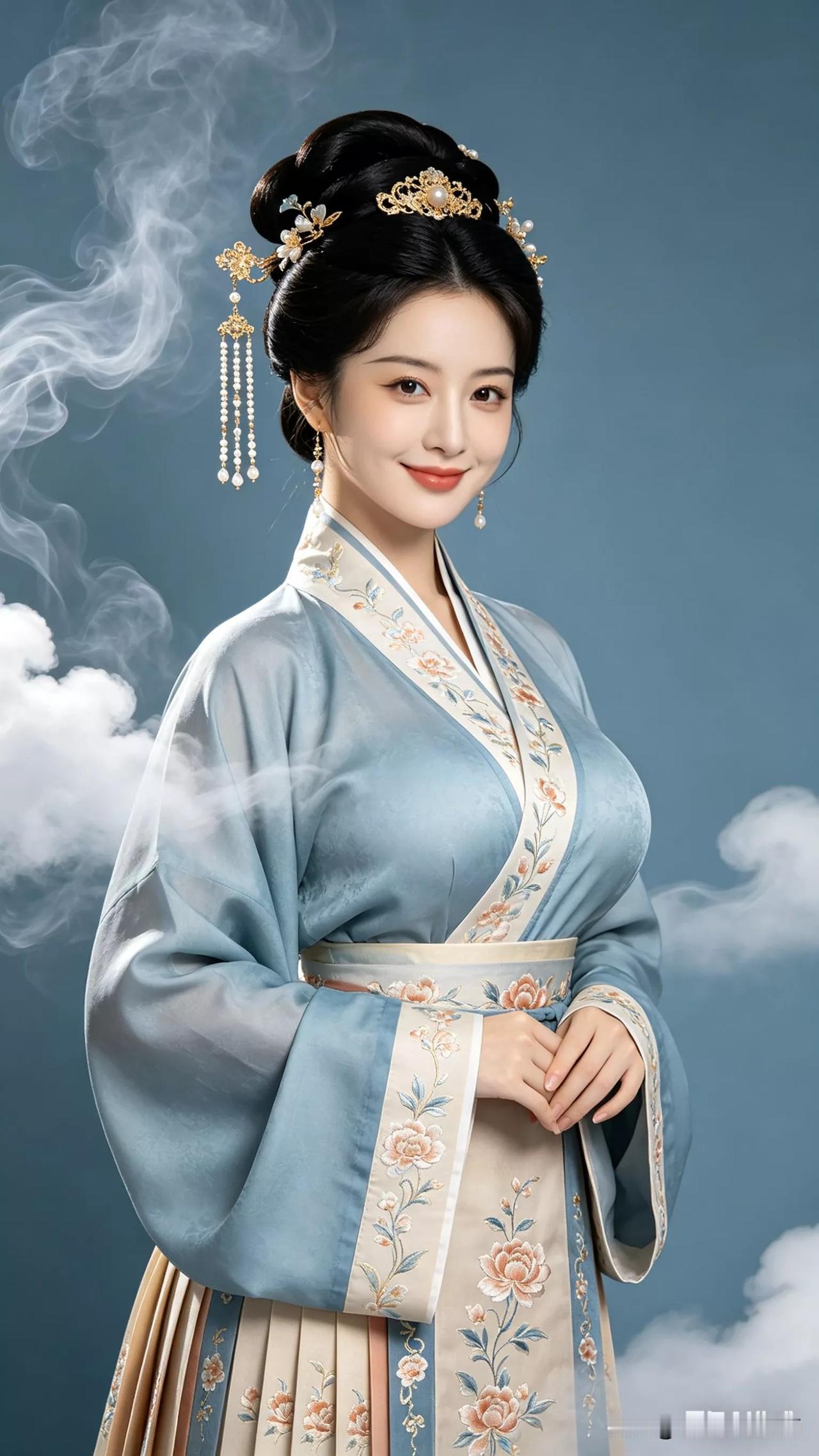 穿越时空的明朝汉服古典美人，惊艳了时光张立启原创书画AI作品古仕女发髻服饰集锦6