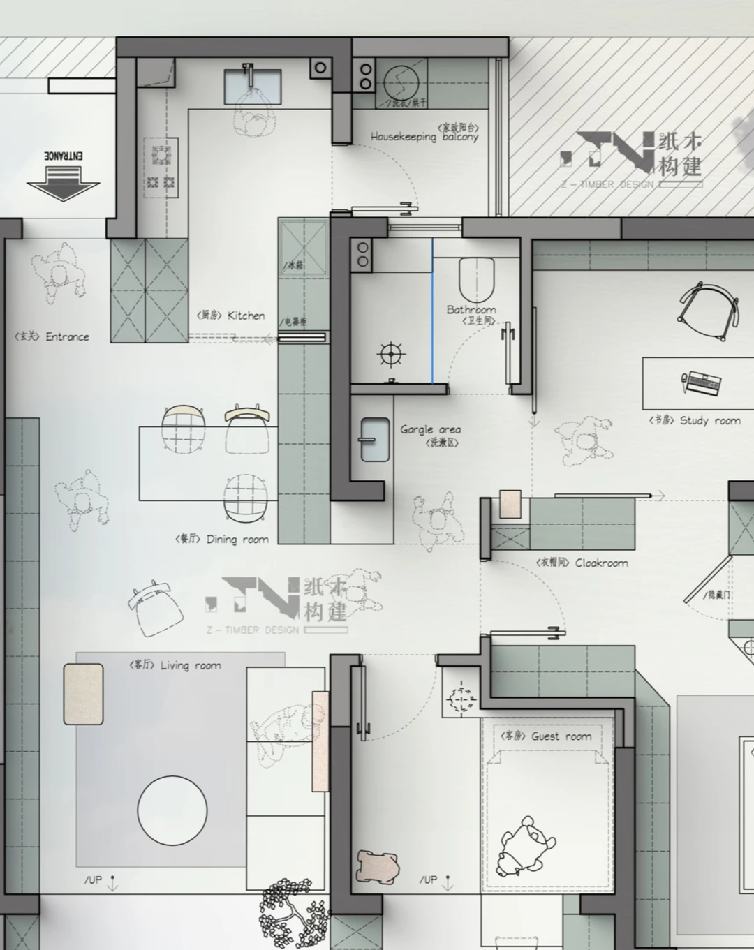 100㎡经典户型改造｜小户型也可以有衣帽间
