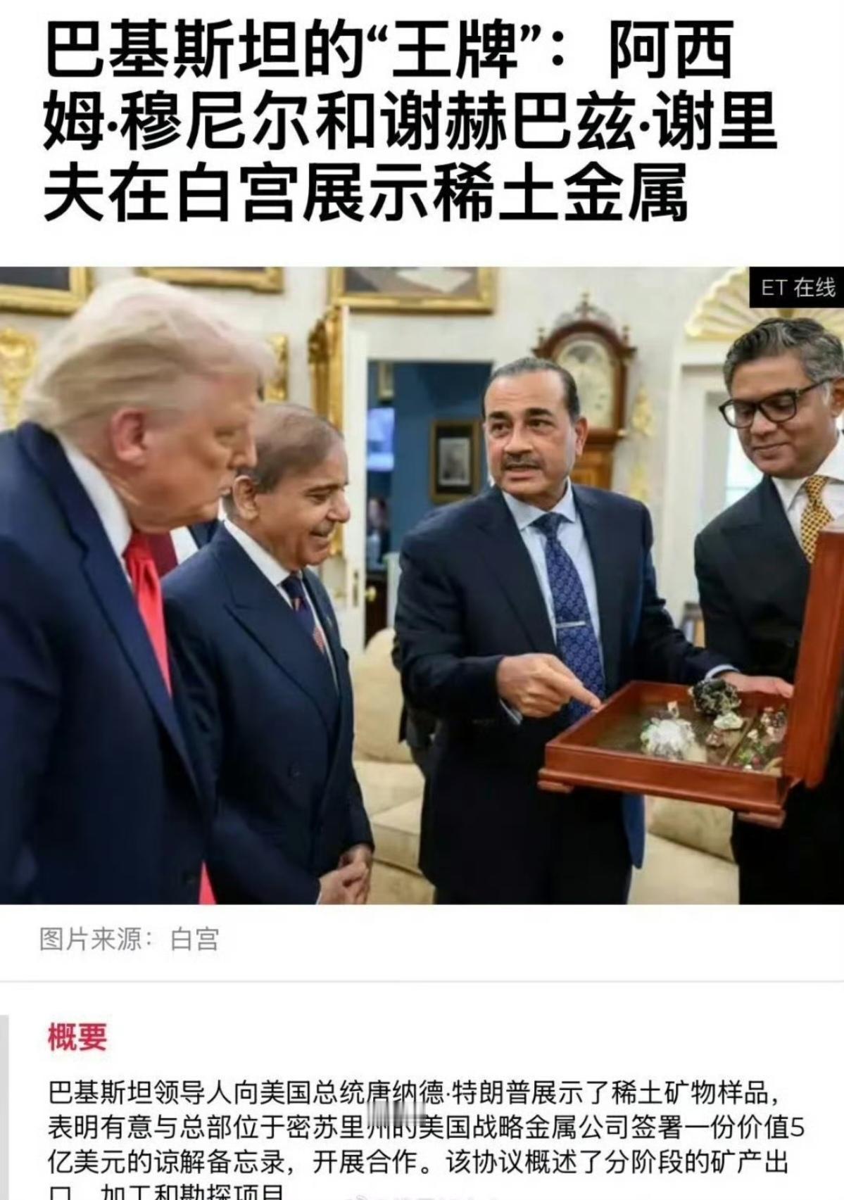 巴基斯坦犯了一个严重的错，拿中国出口的设备和技术向美国出口稀土精炼样品并跟美国签