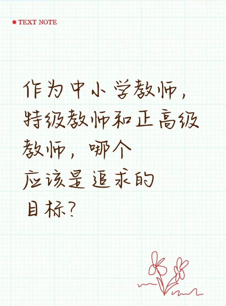 作为中小学教师，特级教师和正高级教师，哪个应该是追求的目标？对中小学教师而言