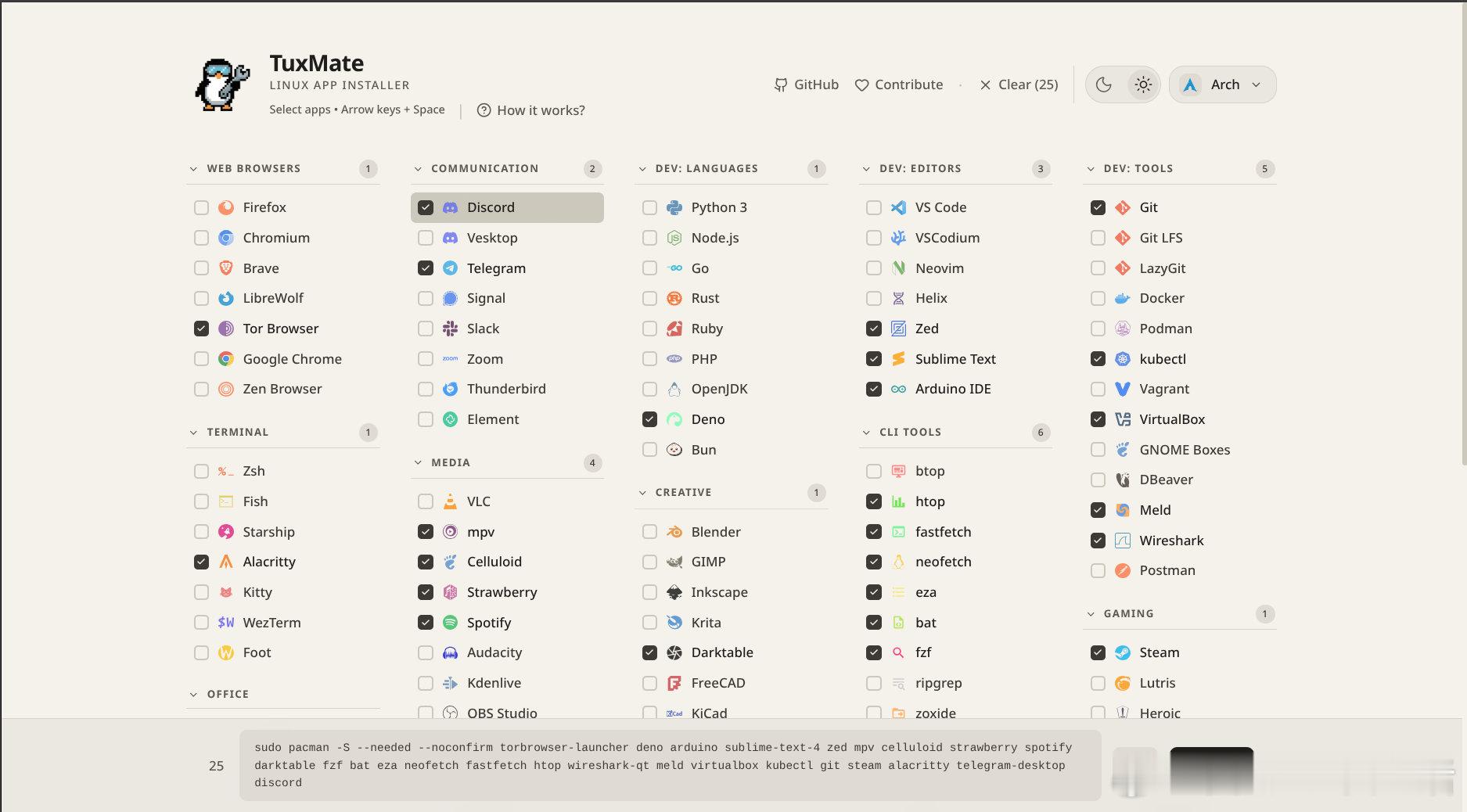 重装Linux系统或配置新机器时，通常需要手动输入大量命令来安装常用软件，不