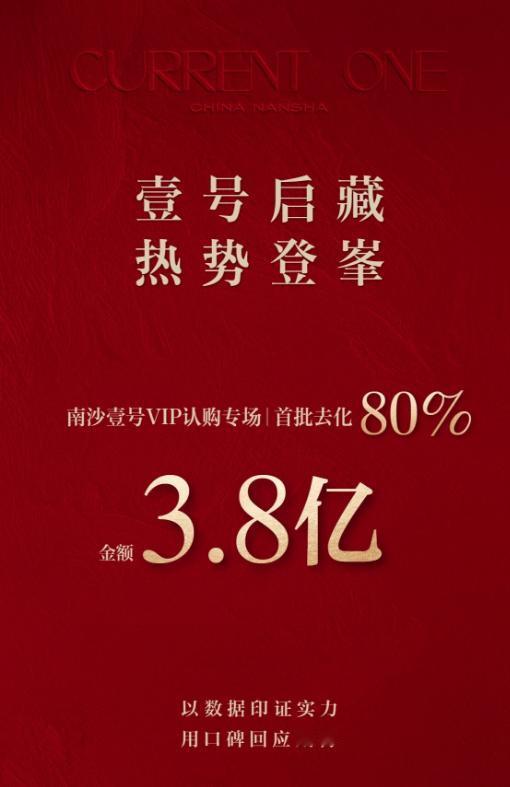 一直搞神秘的南沙新楼盘【南沙壹号】终于宣布首发的成绩单了！根据开建自己发布的喜报