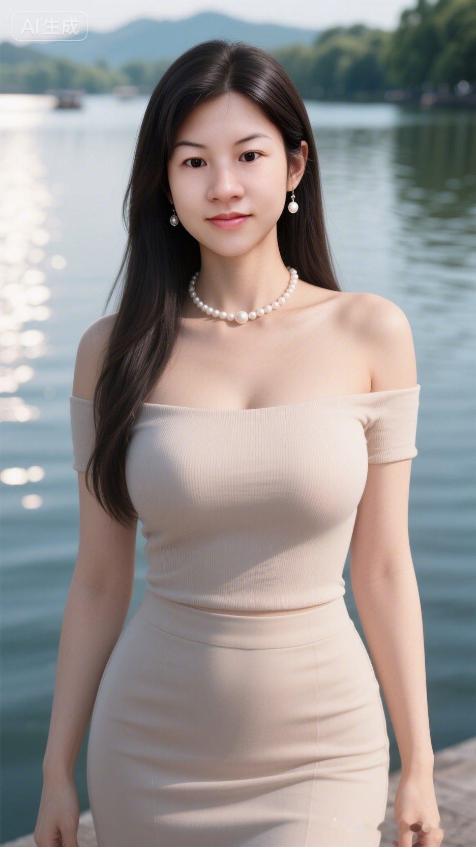 优雅湖畔，珍珠闪耀，尽显迷人魅力