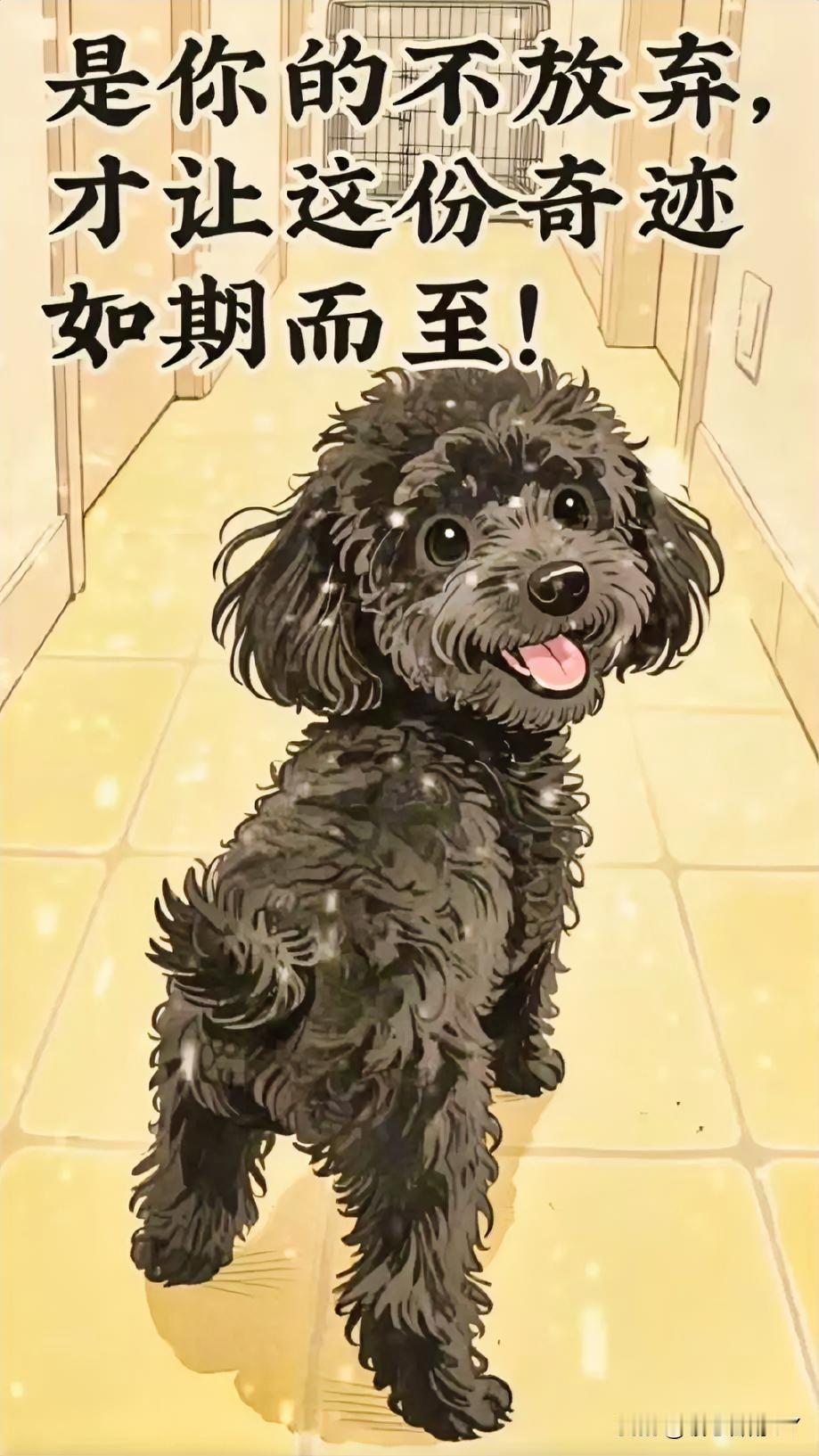 被遗弃的瘫痪小泰迪，在爱里创造了战立的奇迹。雨天的街头，一只黑色小泰迪在潮湿