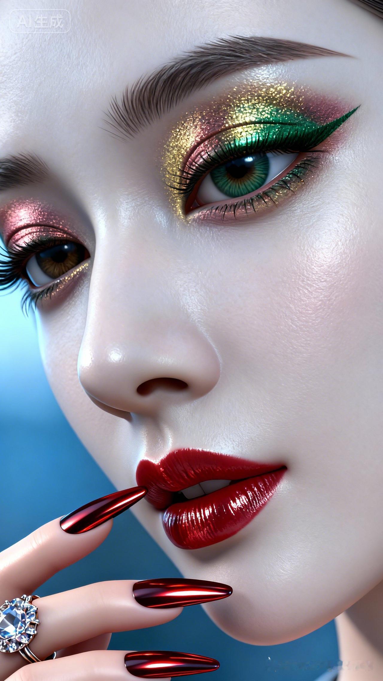 梦幻妆容，闪耀眼妆，红唇诱惑，完美无瑕！💄✨👀💋