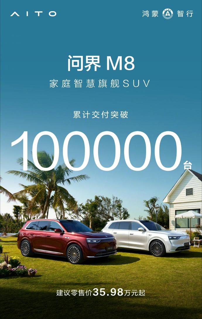 问界M8累计交付破10万台！距离破9万台仅过去12天！这个增长速度真的是羡煞旁