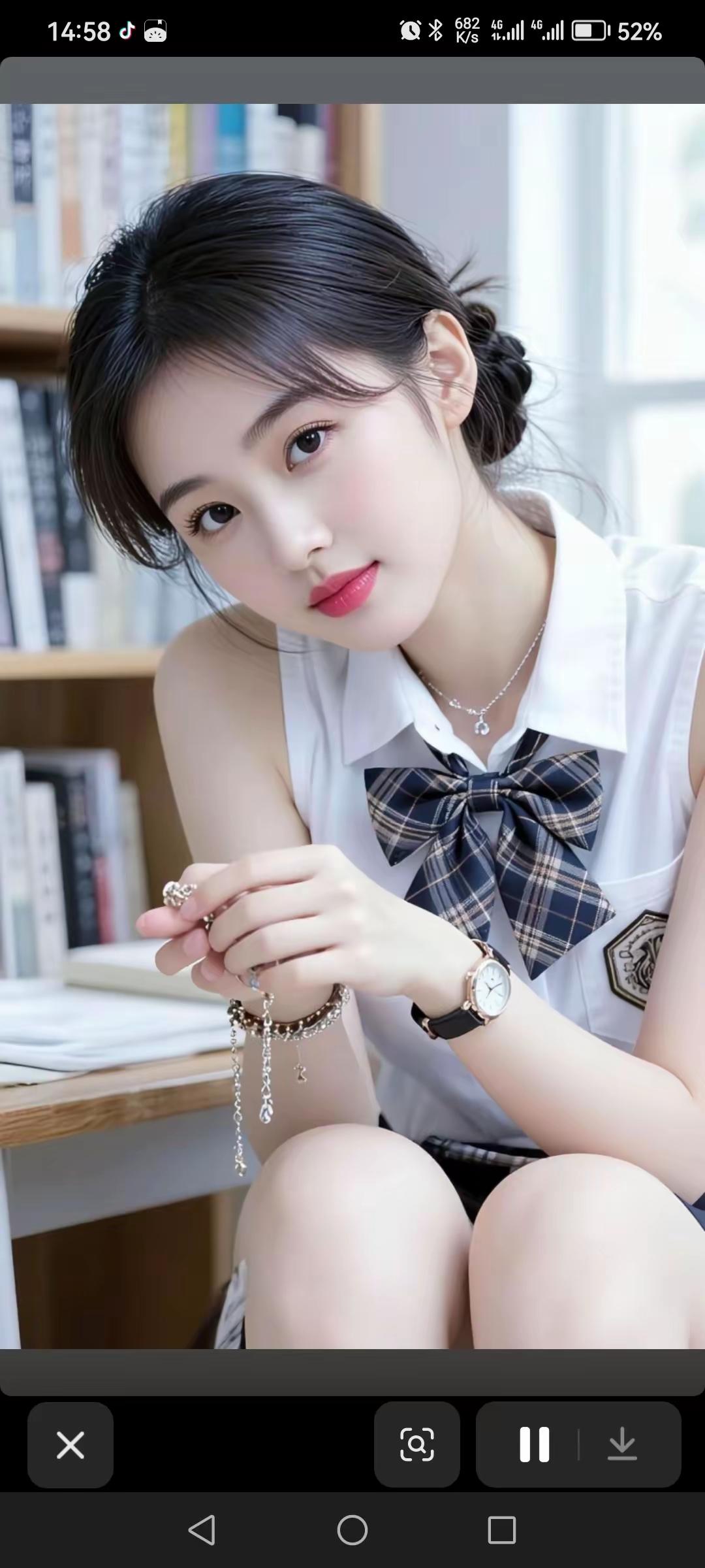 元气少女在书海中，甜美与智慧并存！📚✨