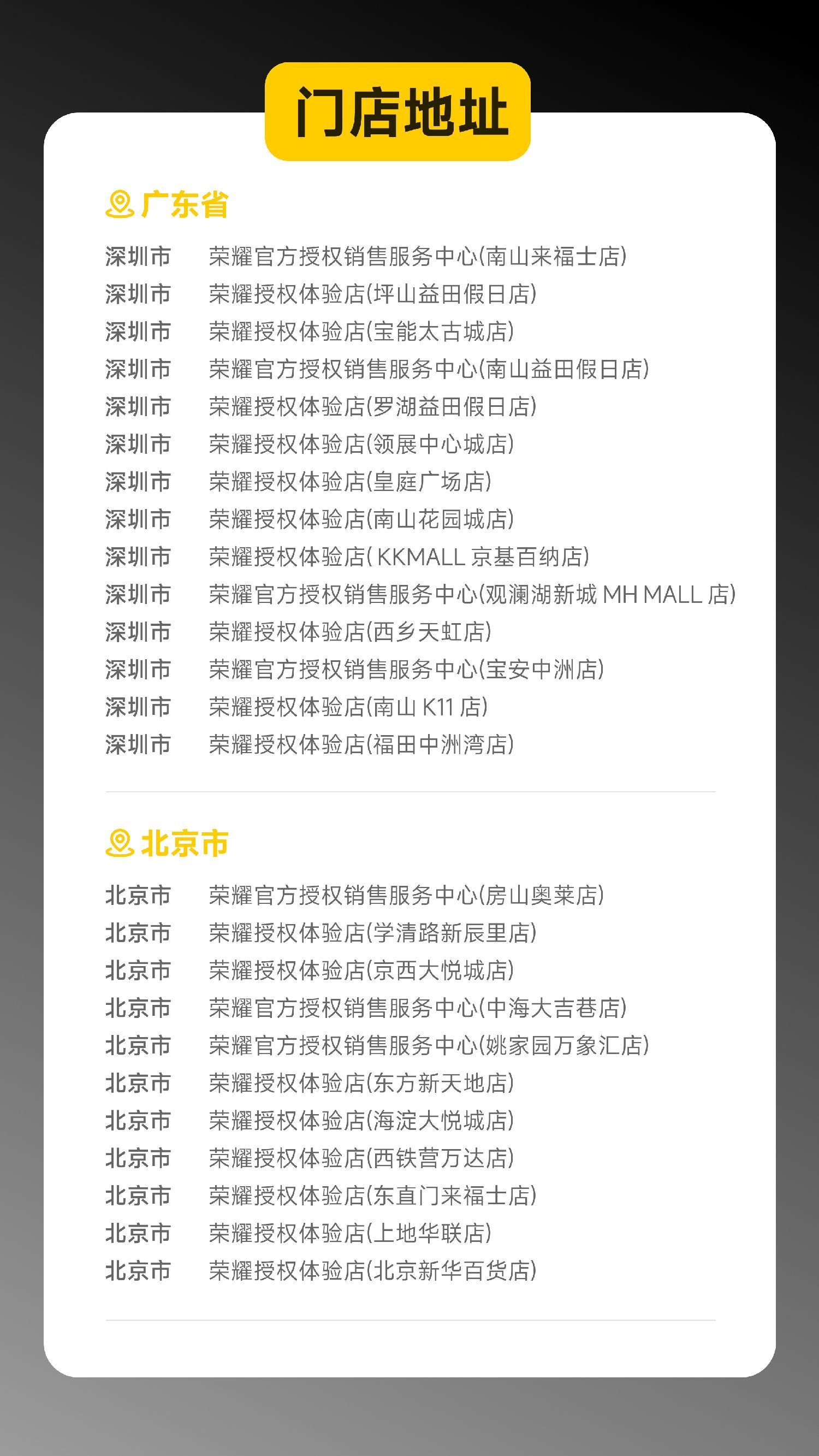 影石产品入驻荣耀门店，首批44家门店，以后大家想体验影石产品也可以选择荣耀门店了