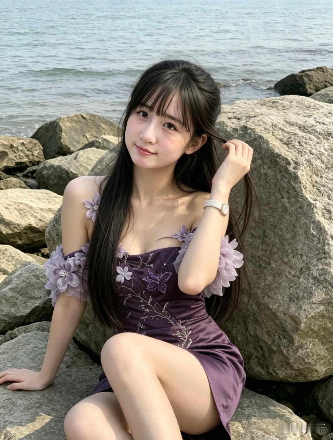 我的海边少女，紫色的甜美。女生如何穿搭看起来时尚更有品味呢