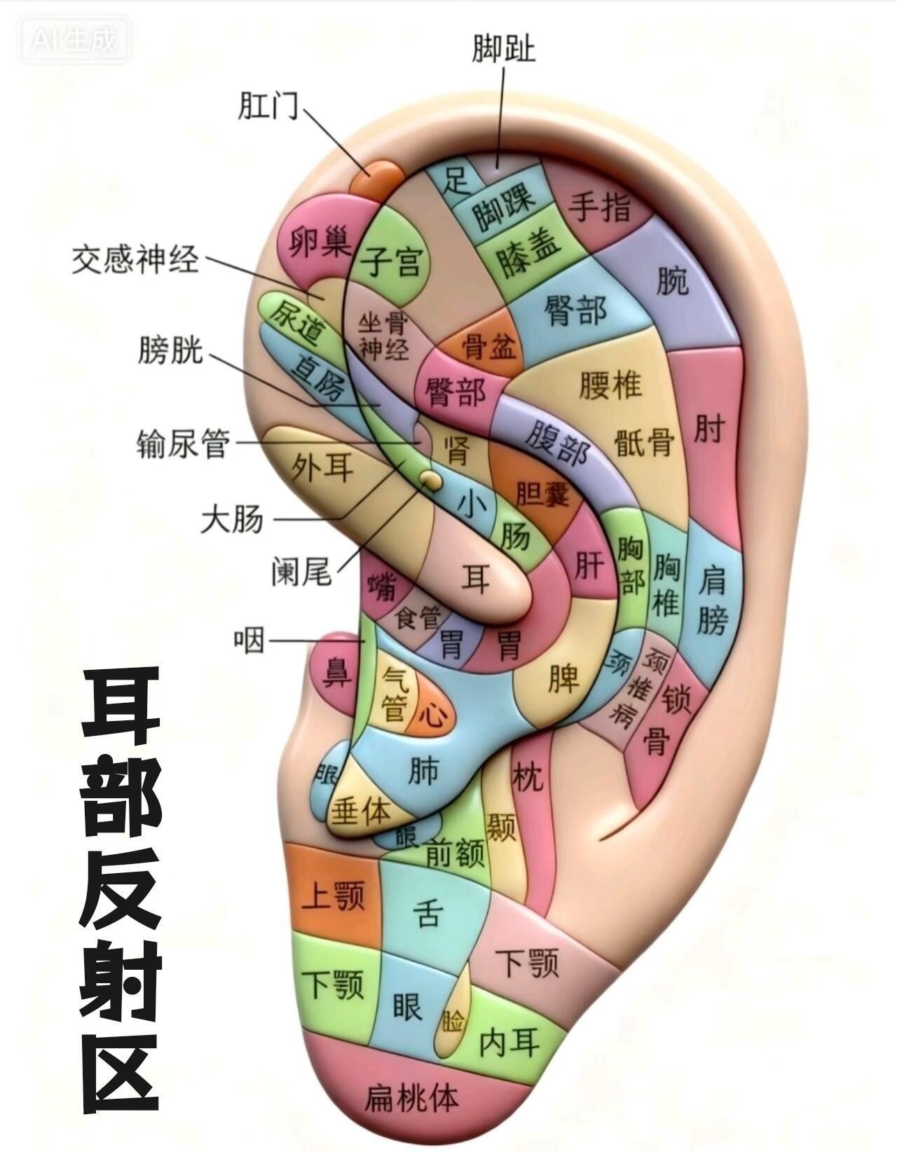 耳部反射区哪有不适可以进行揉捏或进行耳穴压豆穴位养生耳穴健康养生​​​