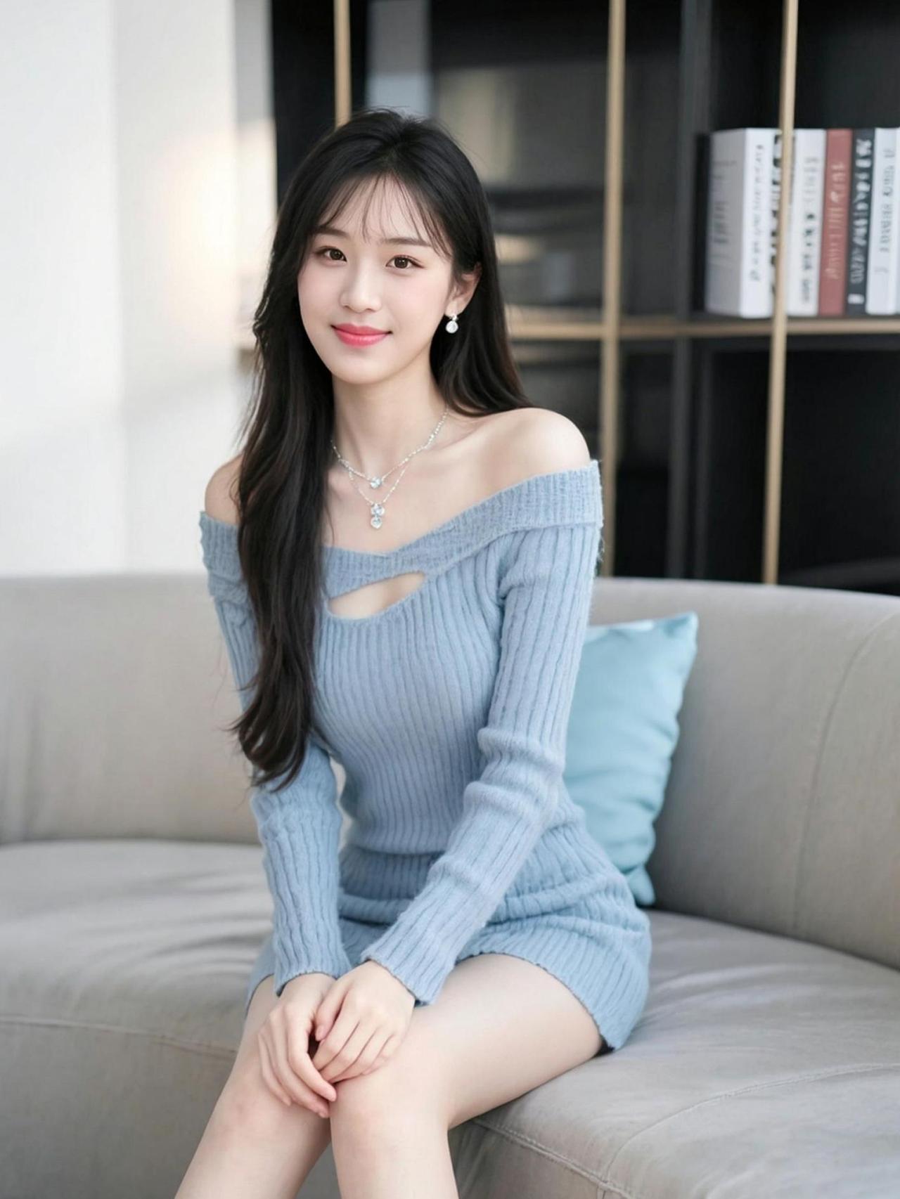 柔软的针织与温暖的色调交织，仿佛将秋日的慵懒包裹其中。阳光透过窗帘洒落，勾勒出一