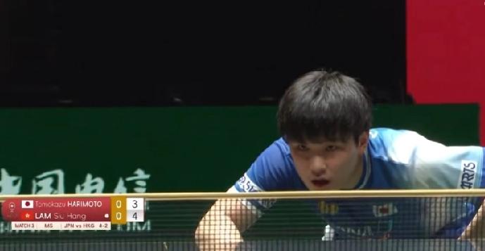 成都混合团体世界杯上，中国香港队对战日本队，张本智和在与中国香港选手林兆恒对战时