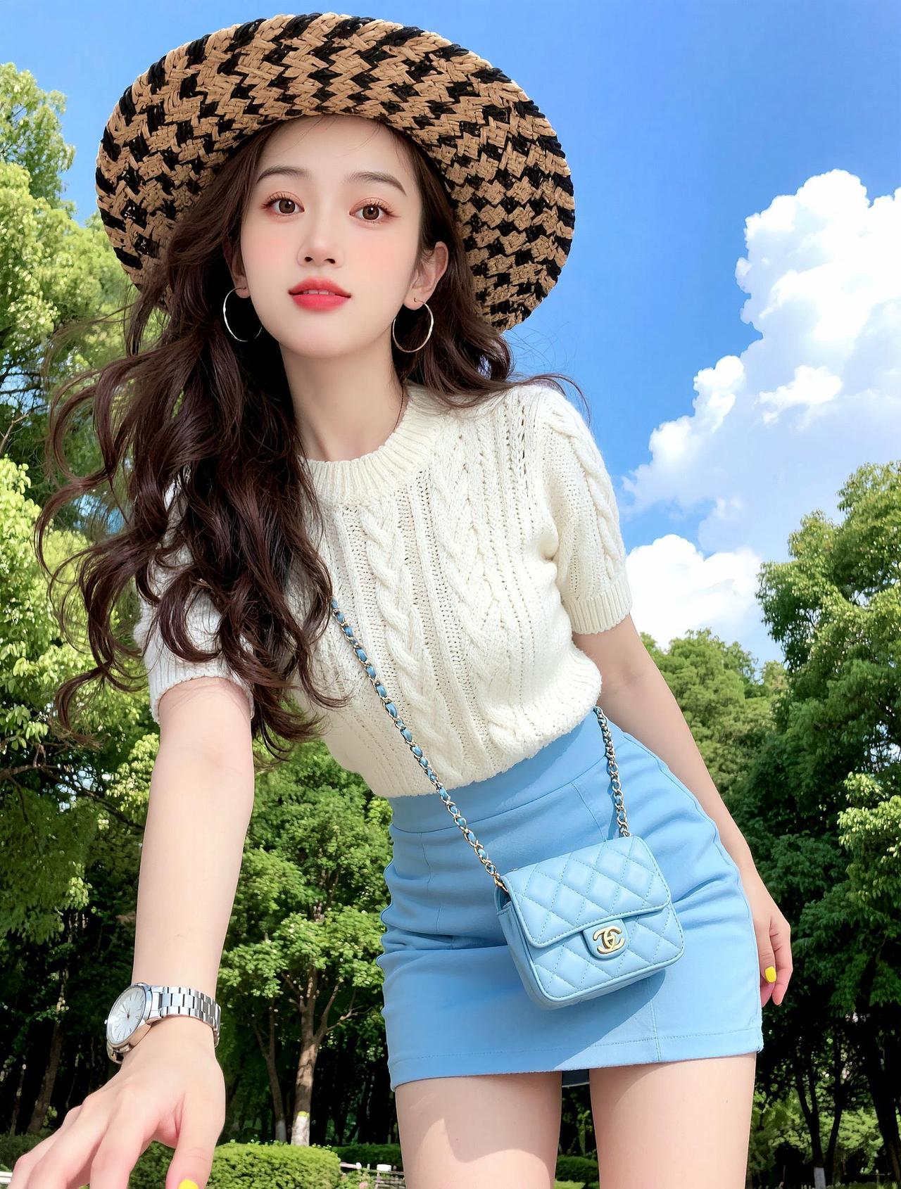 AI夏日甜妹写真抖音ai创作喜欢我的请亮灯长头发今日分享