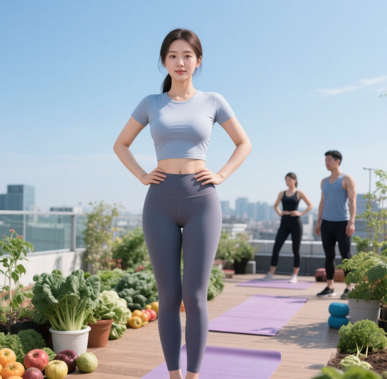 少妇天台运动风采，凹凸有致尽显女人味