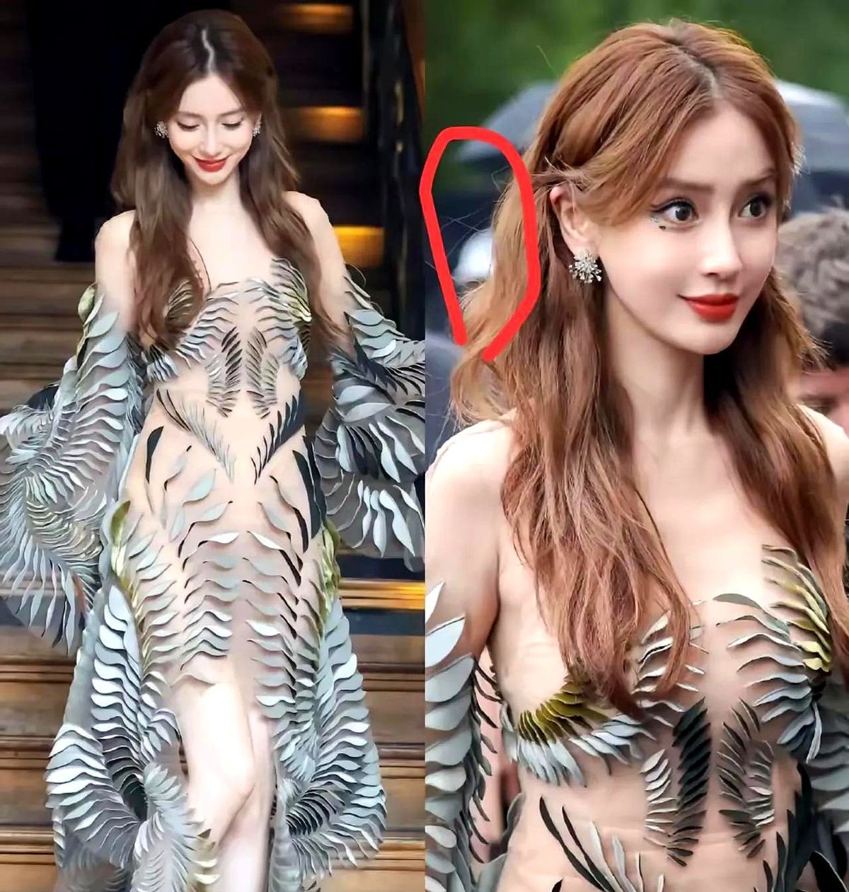 突然发现，杨颖这个女人，有点“恐怖”，尽管她穿的是18年的礼服，但是这个女人居然