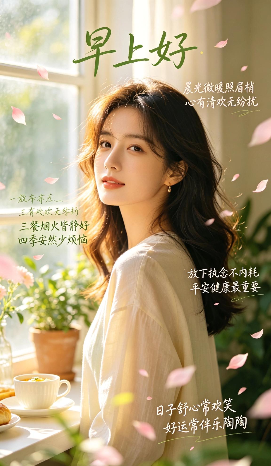 🌷早上好🌷晨光微暖照眉梢心有清欢无纷扰三餐烟火皆静好四季安然少烦