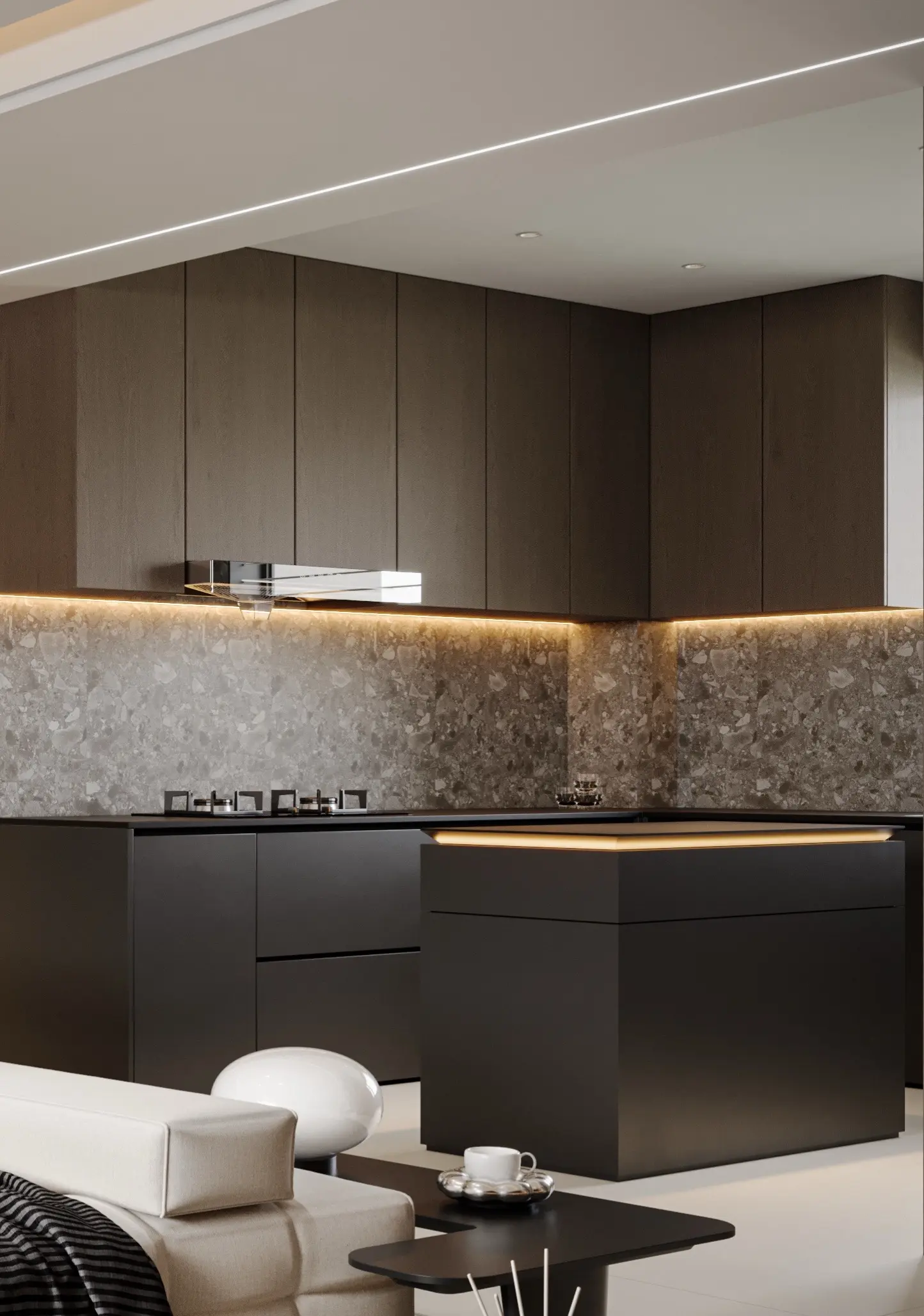 ✨ “暗调极简，厨房的高级感从这里开始”