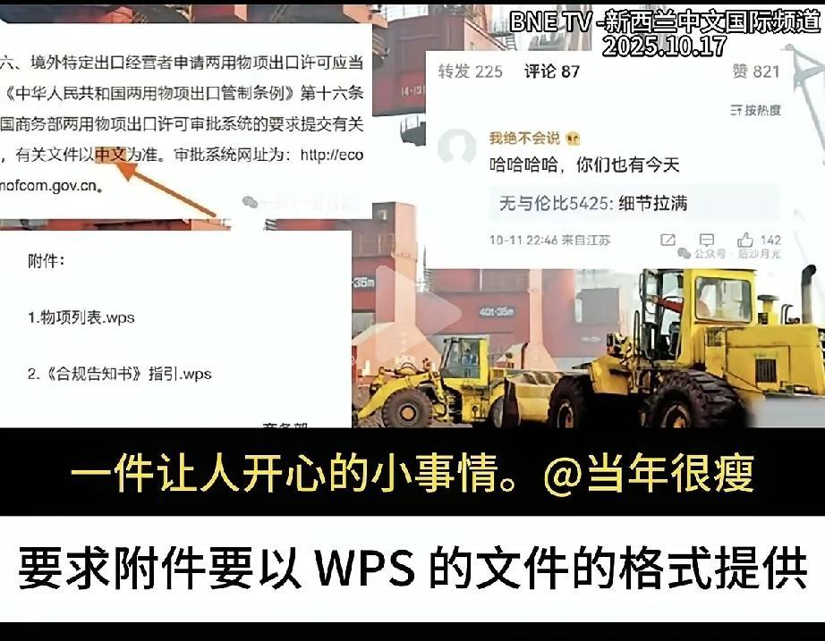 哈哈笑死了，以后国外买稀土，得用中文，还得用wps.文件格式。牛逼呀，看到这个