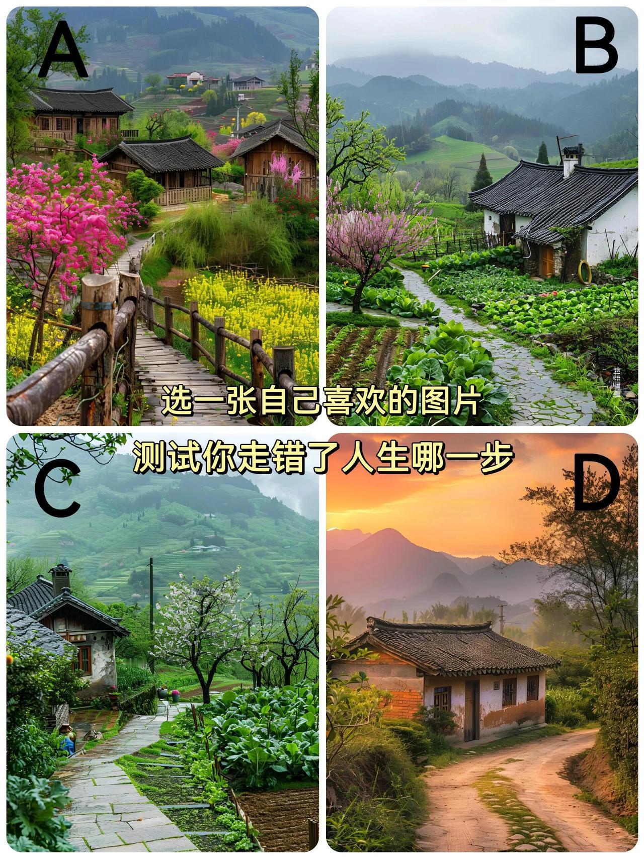 测测你走错了人生哪一步下面四幅图的乡村场景你最喜欢哪张图片你会选择哪一幅图
