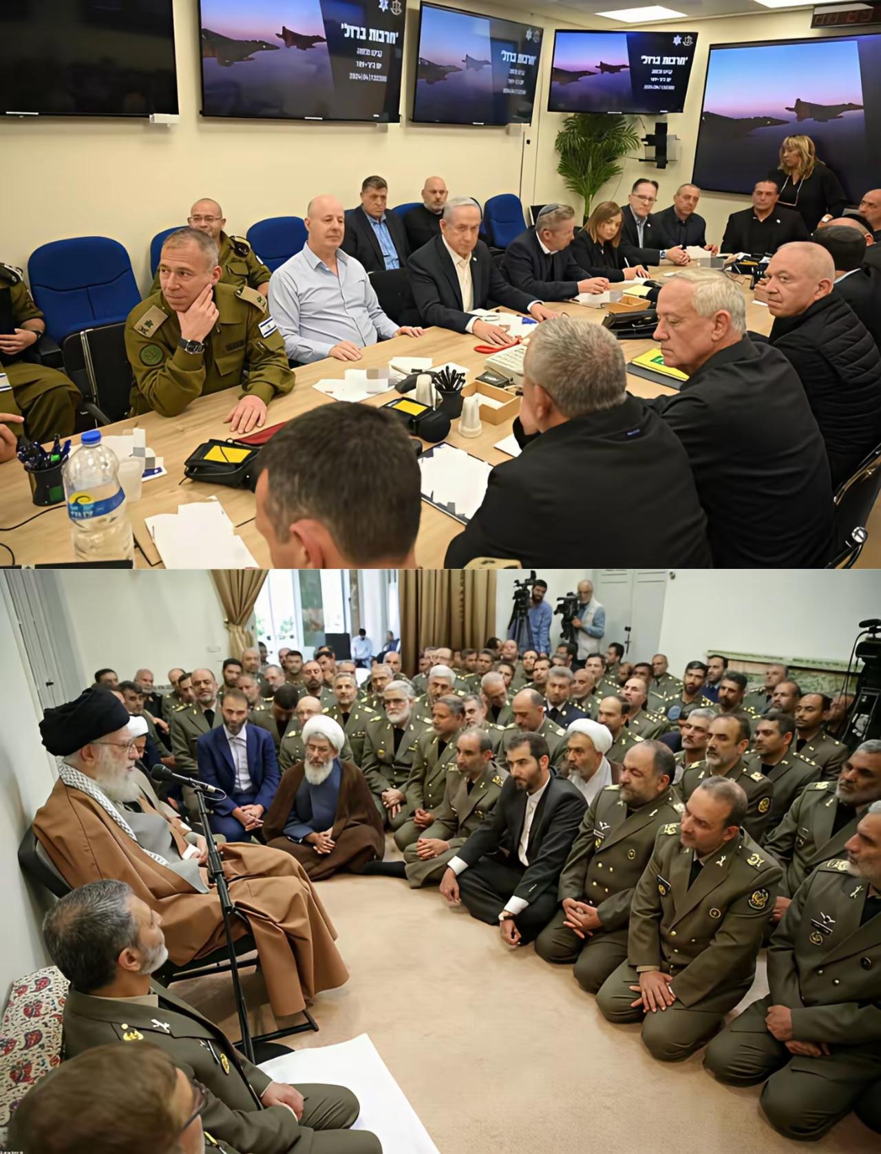 上下图分别是以色列与伊朗一张图，就看出了胜负[思考]