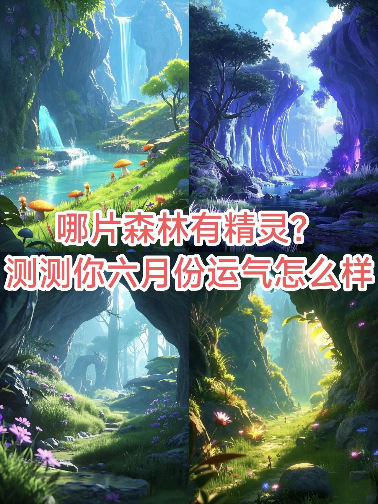 心理测试测测看你六月的运气怎么样？？下面四幅图的森林，你觉得哪篇森林有精灵