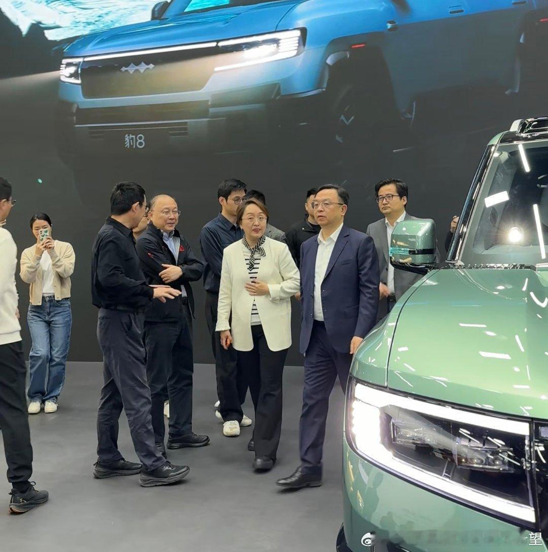 老王头＋廉院士巡视方程豹展台虽然每年车展都是这样的，但是院士来看车，这个分量没得