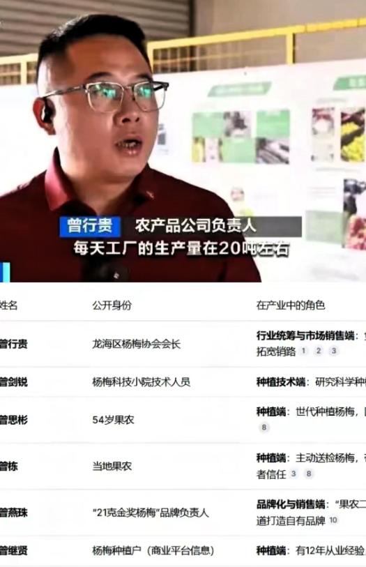 福建龙海那个杨梅协会会长的底细被扒出来了，越看越让人咋舌：他不光是会长，还是当地