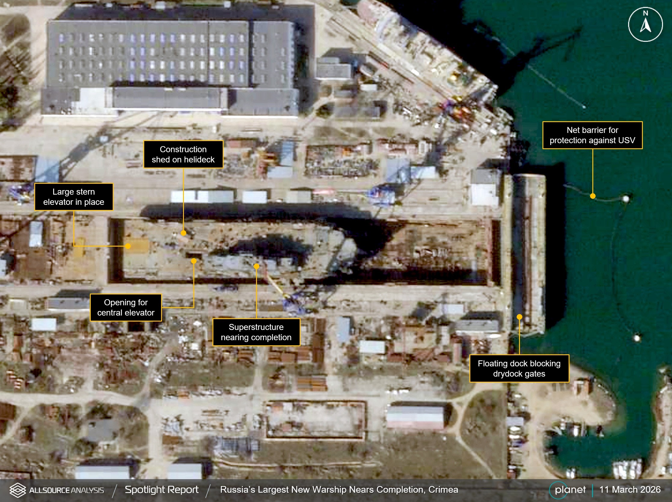 23900型通用登陆舰建造进度取得突破根据行星实验室（PlanetLabs）2
