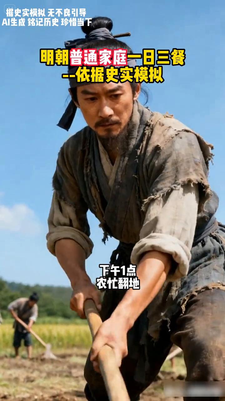 明朝普通家庭一日三餐吃什么？·上午9点：面条、豆腐炒青菜。·午餐12点：糙米