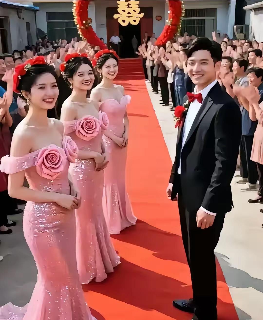 3月1日福建厦门三胞胎姐妹同一天出嫁，场面轰动！三个如花似玉的姑娘，穿着