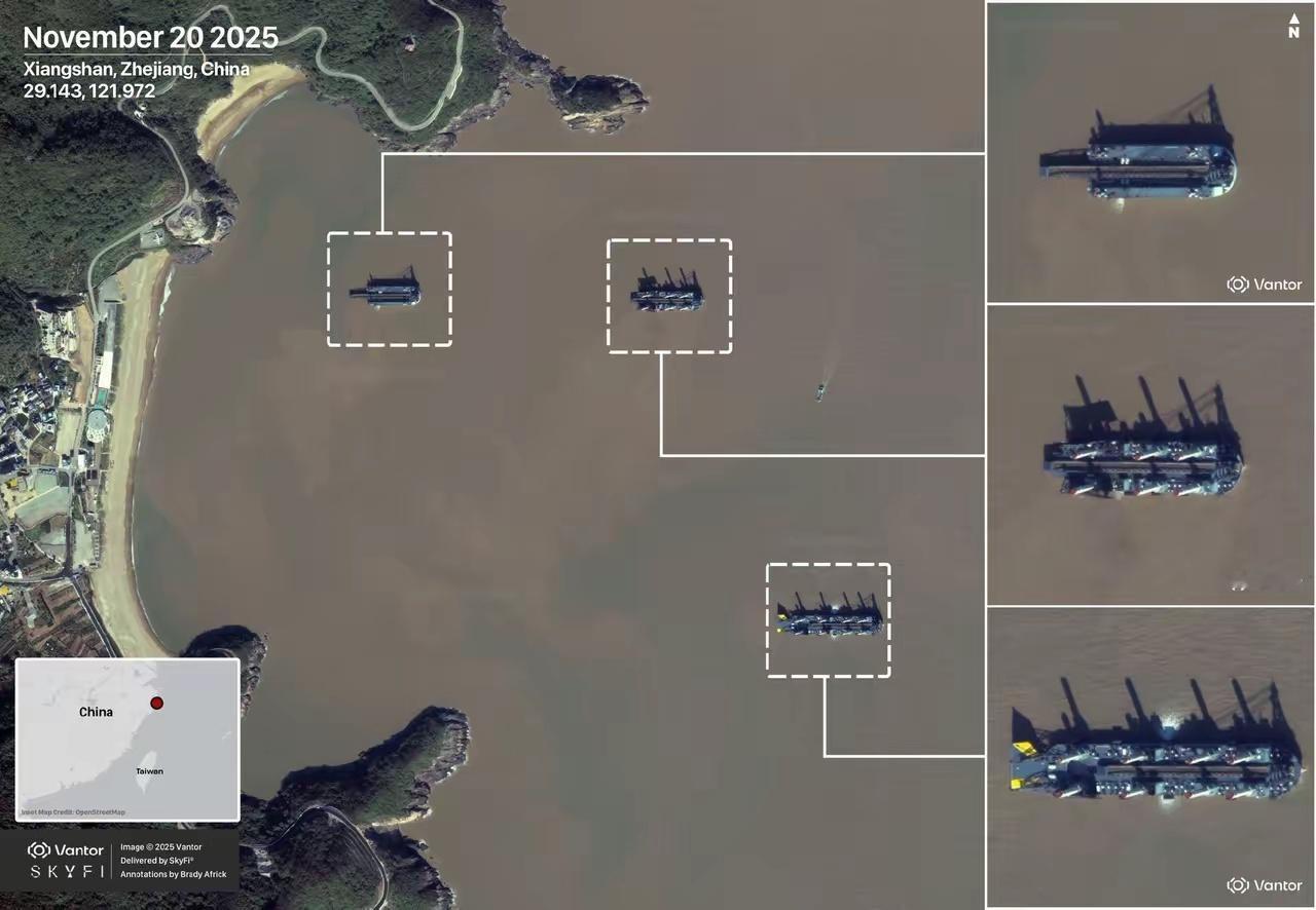 第一批次“岸舰连接器”还在浙江训练这是11月20日的最新卫星图，他们在浙江已经