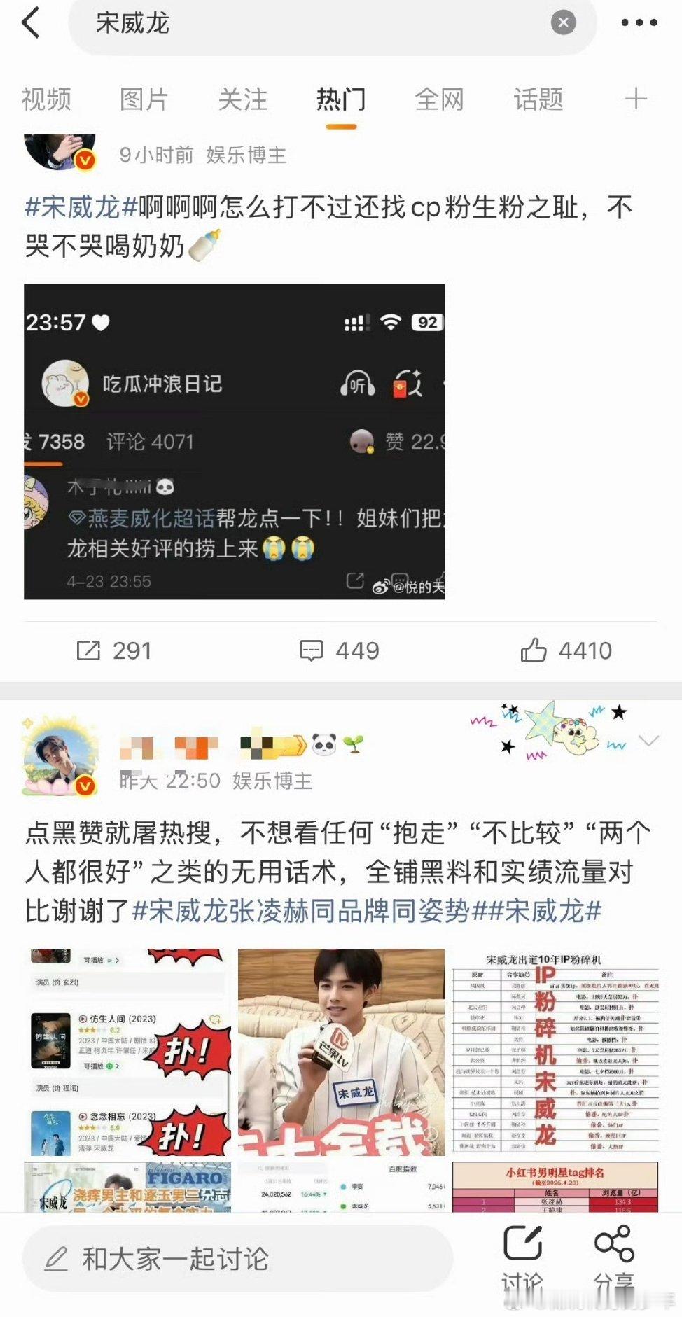 宋威龙热门被张凌赫粉丝途了！张凌赫宋威龙两家作品上没什么交集～因为一张片没必