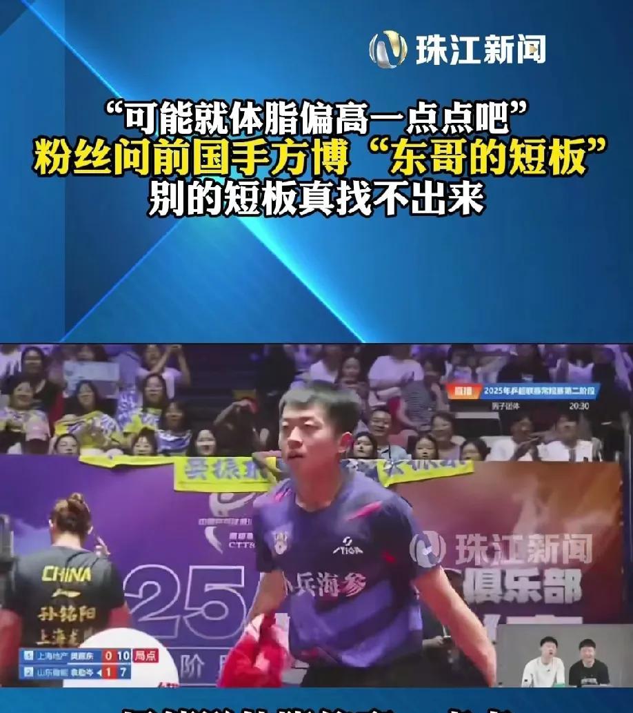 笑不活了，原来这才是樊振东唯一的短板！前国手方博直播看樊振东比赛时，被问到樊振