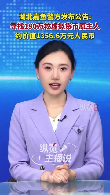 谁丢了1300万？还是看不见摸不着的虚拟货币？湖北嘉鱼警方今天发公告：找