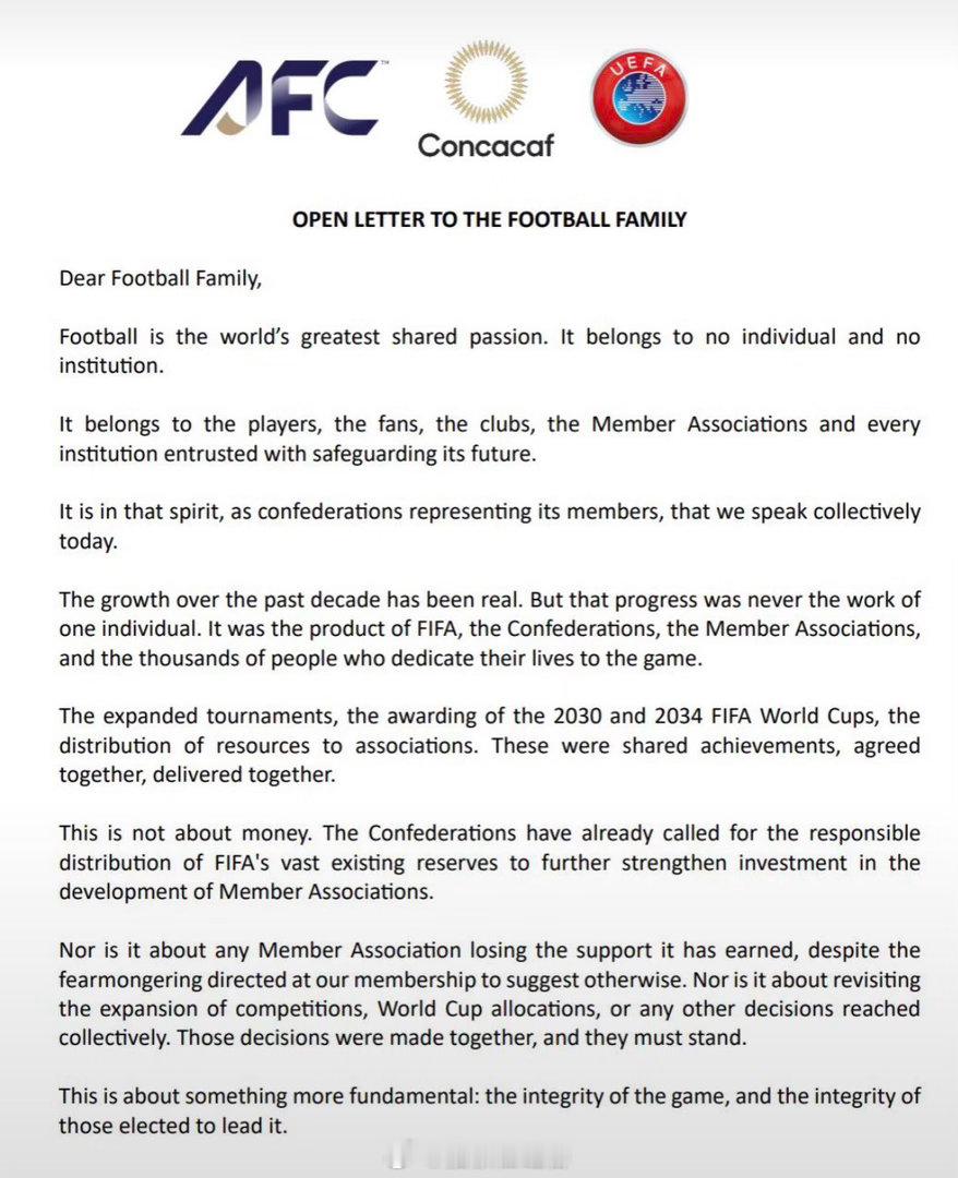 他不想体面，就帮他体面欧洲足联（UEFA）、亚足联（AFC）以及中北美洲及加勒比