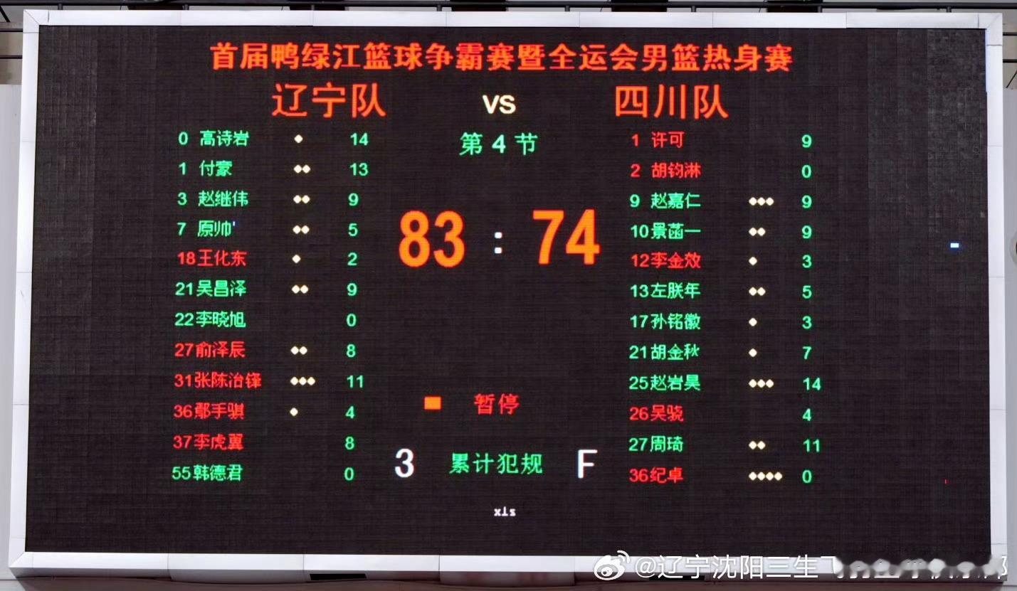 三场全运会热身赛张陈治锋分别得到11分，12分，20分李虎翼分别得到8分，12分