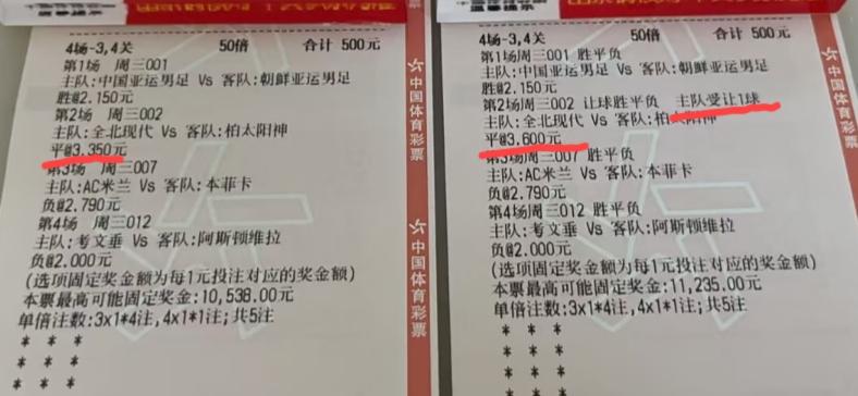 这两张票，哪一张更有希望中大奖？目前来看，两张彩票的结果都是一样的，因为现在全