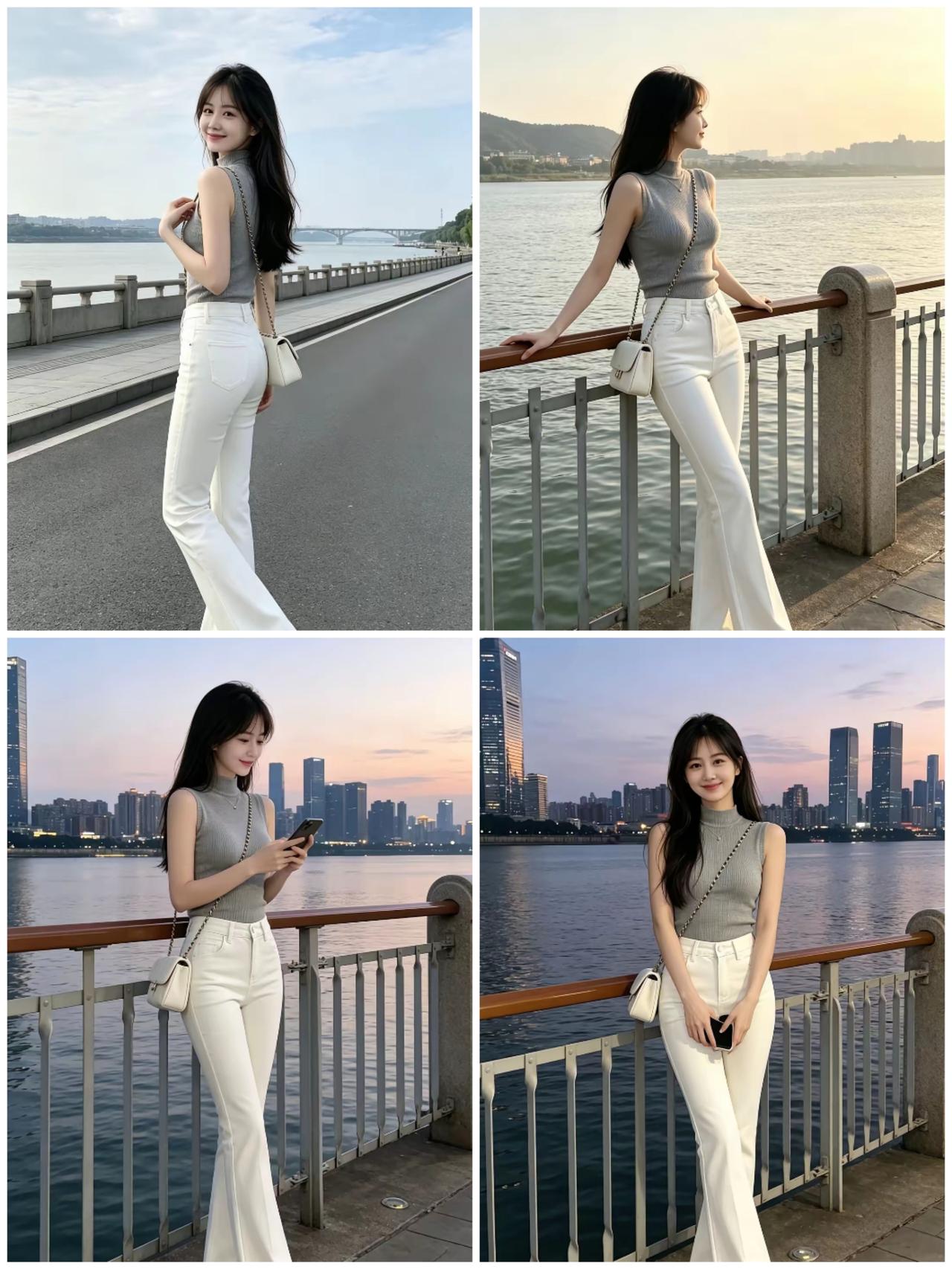 能把白裤子穿得这么好看的美女好难找的。