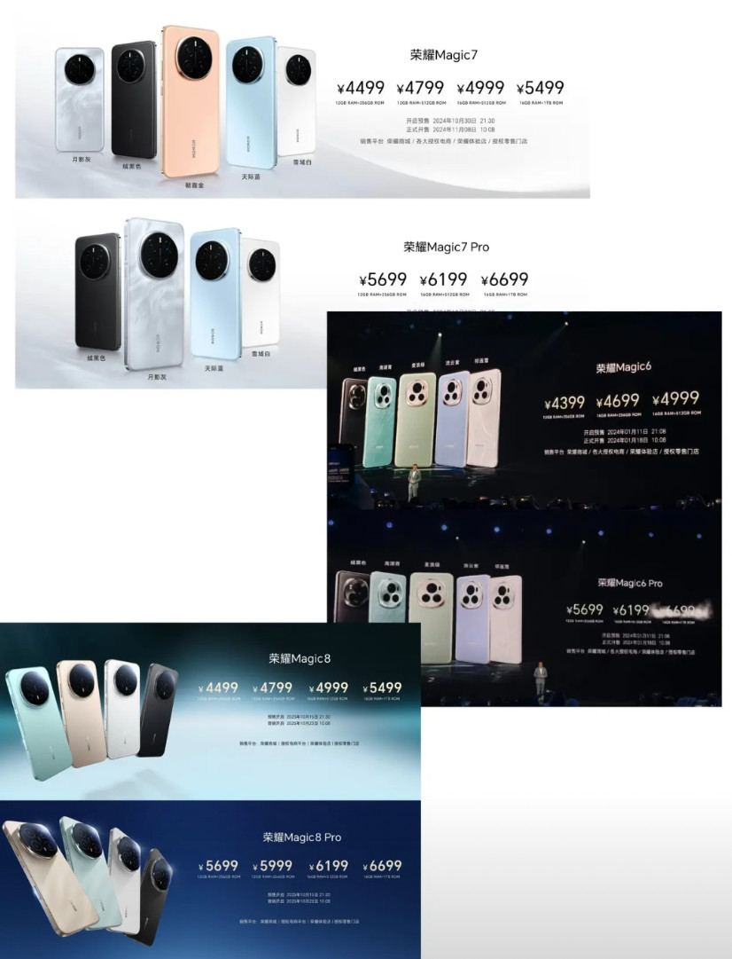 仔细这么一看,荣耀这几年旗舰机手机根本就没涨价啊,别人家是打着冲高端的幌子年年涨