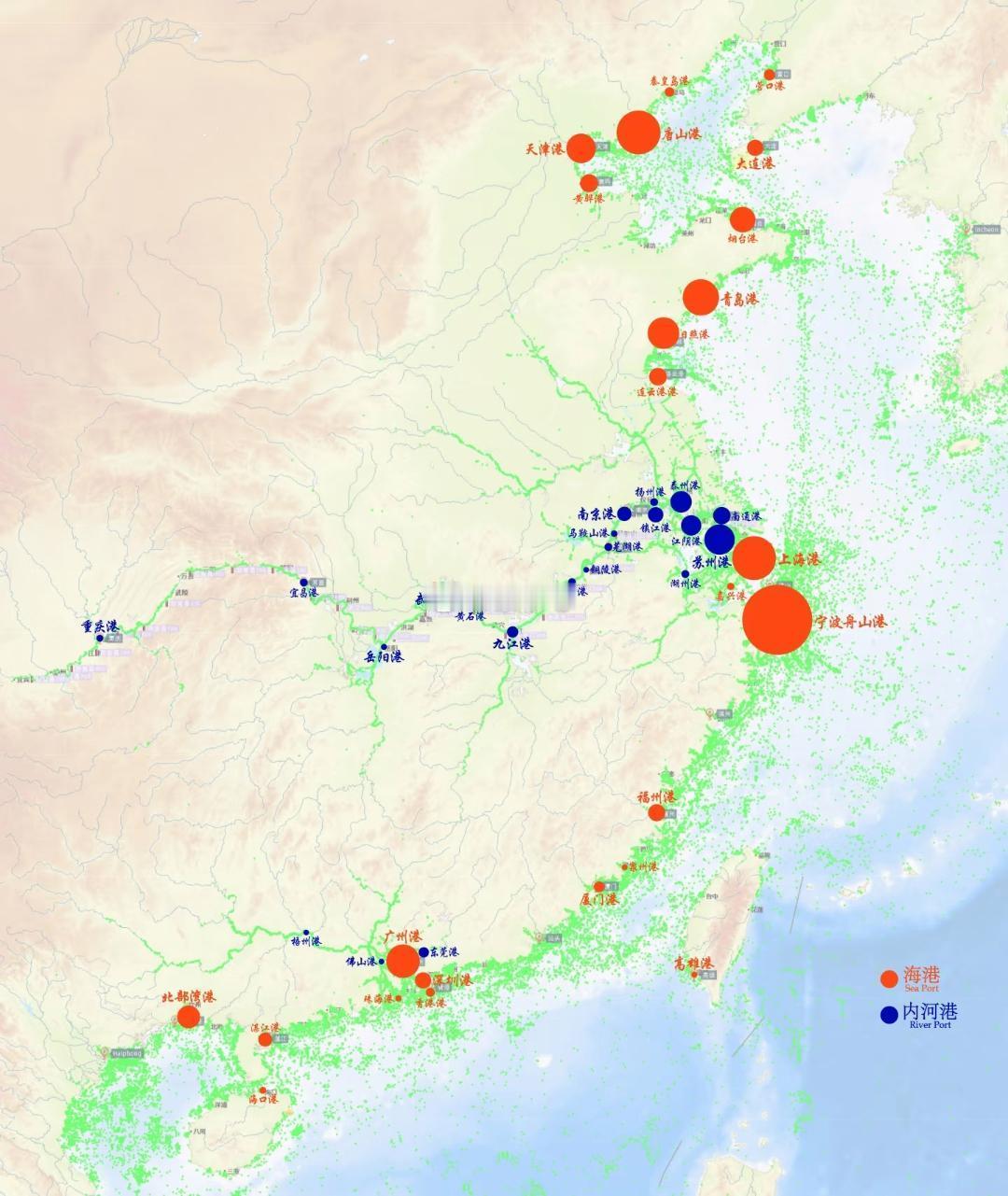 2024年中国主要港口吞吐量地图​​​