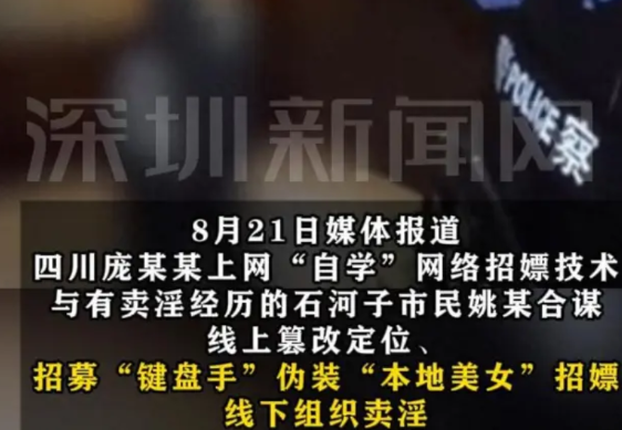 刚才看到一折新闻，四川男子上网“自学”网络招嫖技术，与有卖淫经历姚某合谋，网络上