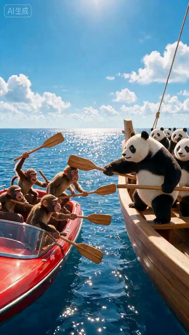不得不佩服中国网民的创意，一段AI动画迅速在网络走红。视频里猴子不断肆意挑衅熊猫