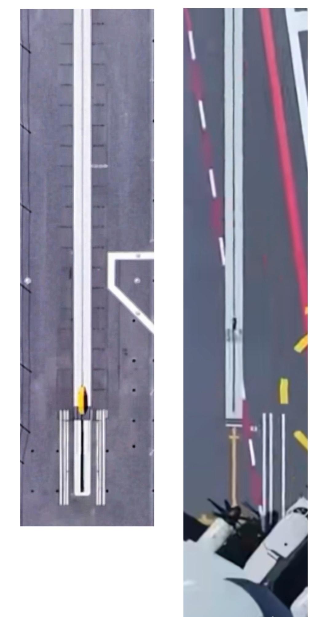 076型四川舰电磁弹射器旁的轮挡印记清晰可见这预示着四川舰目前至少能上三种固定