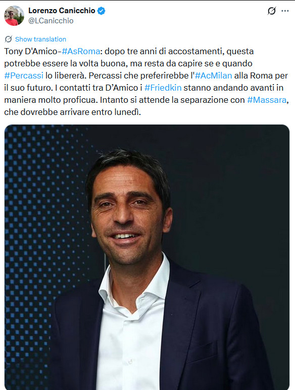 LorenzoCanicchio：罗马与达米科传了三年，这一次终于可能是正确的