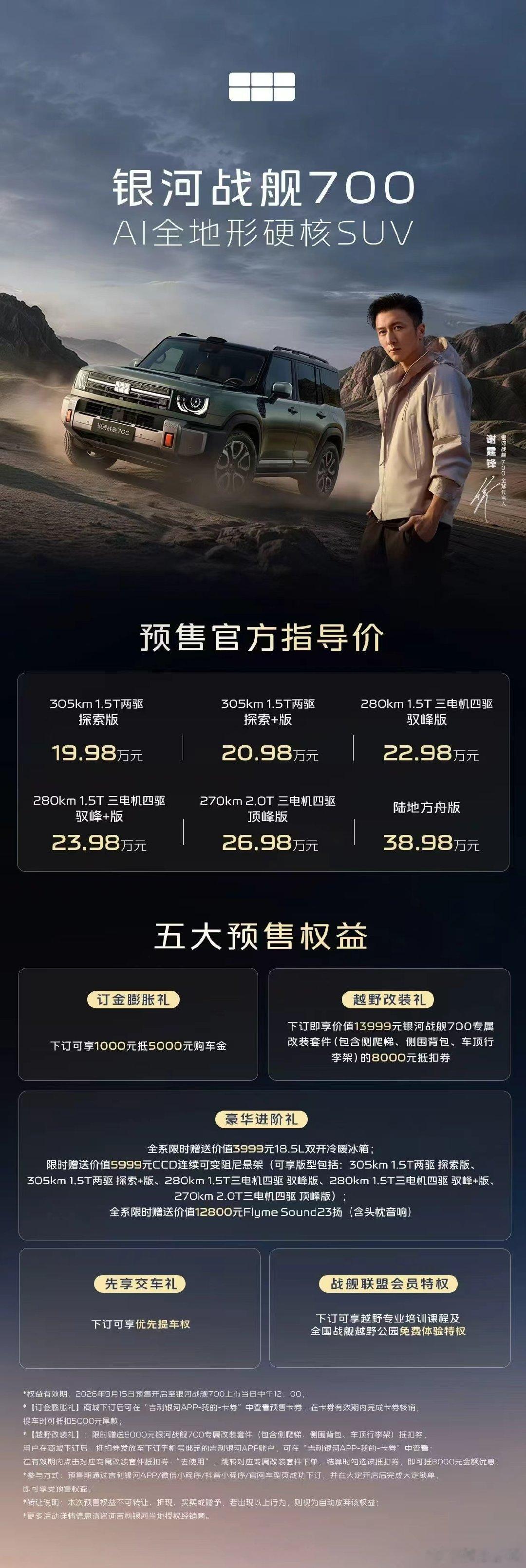 银河战舰700，预售官方指导价19.98万起终于来了，预售权益给足了​​​​#银河战舰700预售价1